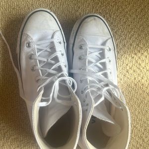 Converse High Top Platform Chuck Taylors size: 8.5 color: white/ivory
